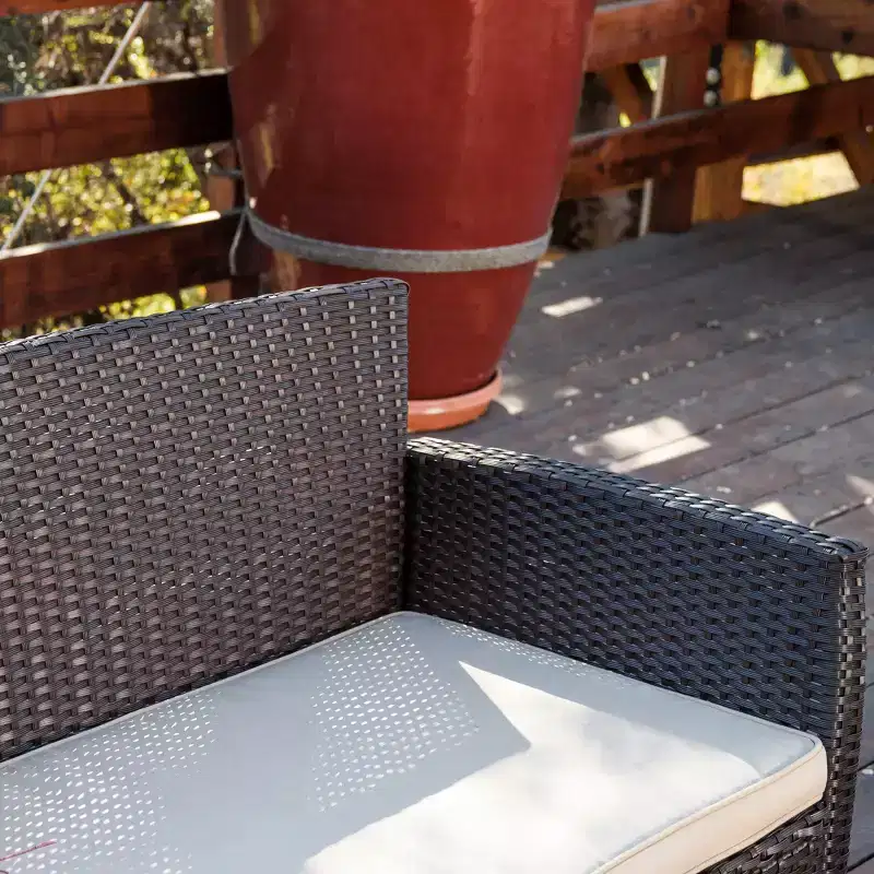 GDFStudio Clearwater Outdoor Wicker 4 Seater Chat Set with Cushions