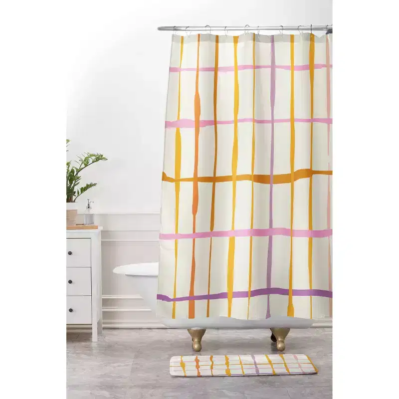 Deny Designs Dannick Summer Lines orange Shower Curtain