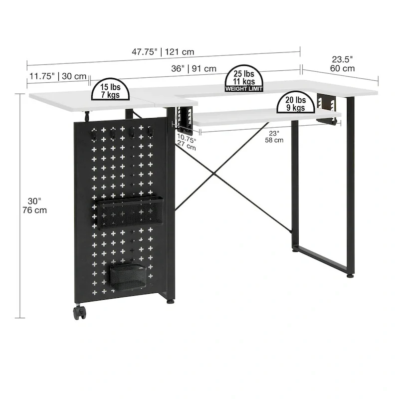 Pivot Sewing Table with Storage Panel and Adjustable Platform