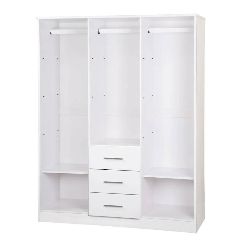 3-Door Solid Pine Wood Wardrobe Armoire, 72