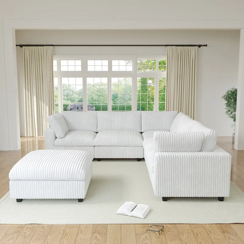 Cloud Corner Sofa Soft Plush Upholstered Modular Sectional Sofa Down Filled Living Room Couch