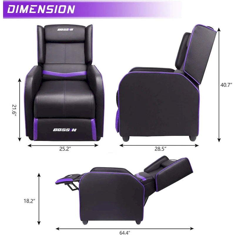 PU Leather Ergonomic Gaming Single Recliner Sofa for Living Room