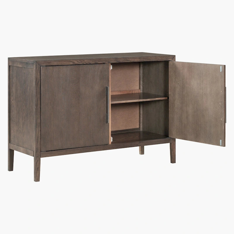 2-Door Wood Cabinet with Adjustable Shelf and Oak Legs
