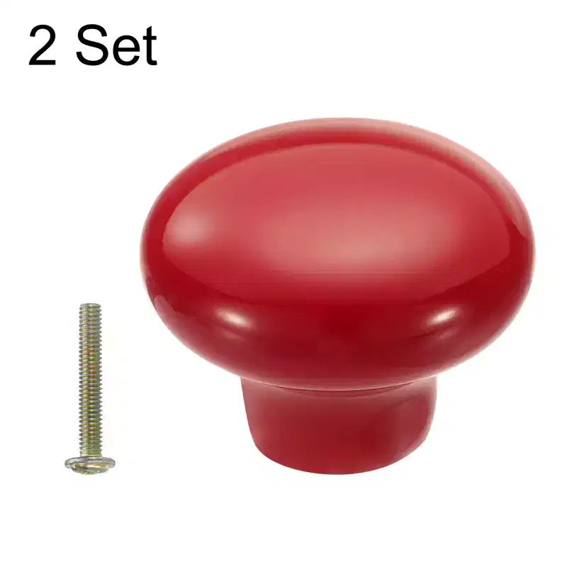 Unique Bargains Round Ceramic Drawer Knobs with Screw for Cupboard Wardrobe 2 Pcs
