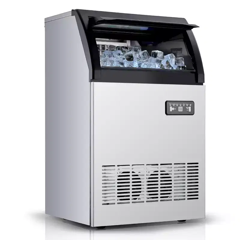 Acekool Commercial Ice Maker - 120Lbs/24H Output, 33Lbs Storage, Dual Water Inlet, Stainless Steel Design