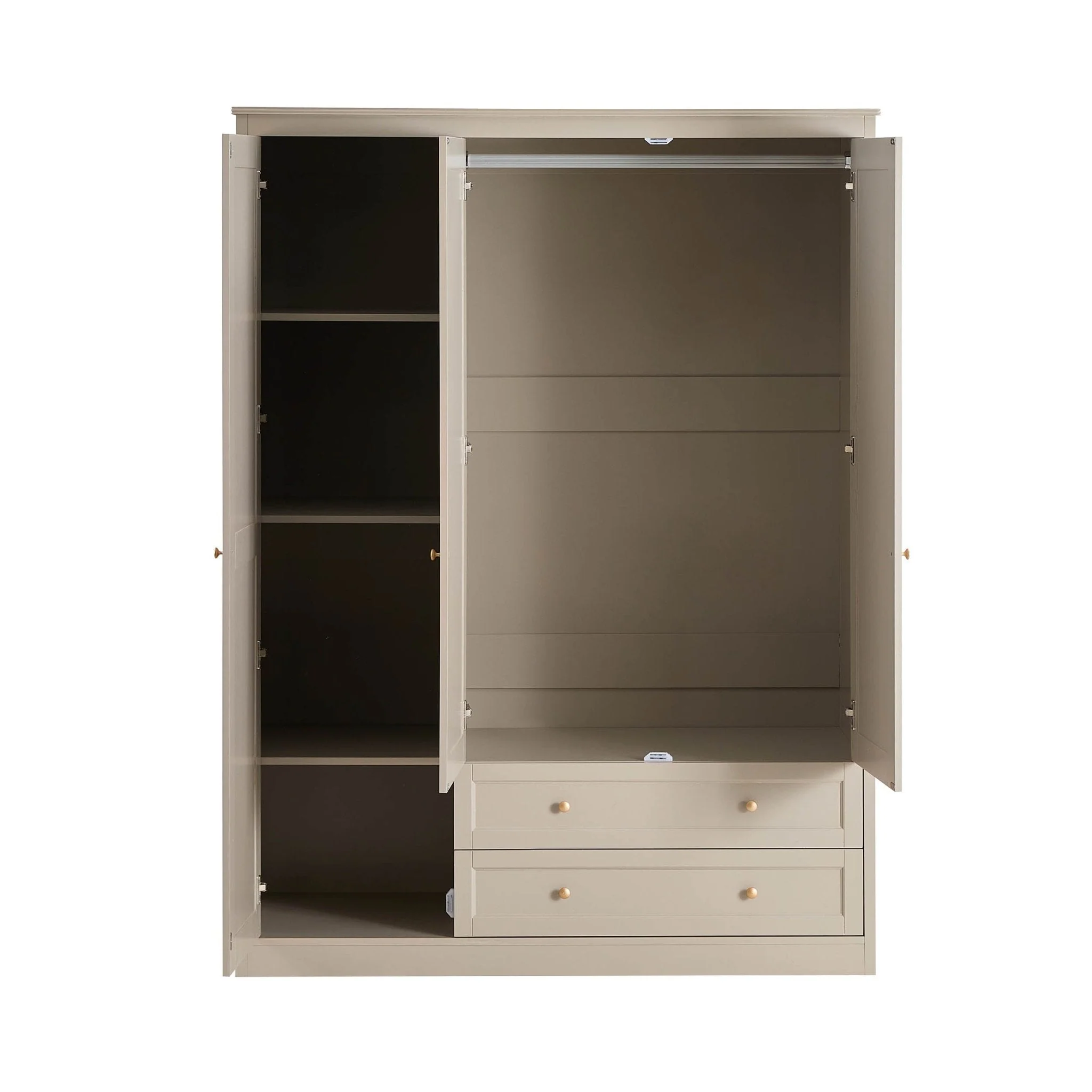 3 Door Wardrobe with Drawers - Taupe