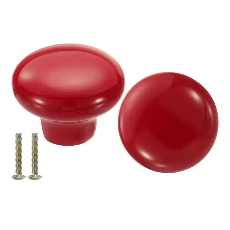 Unique Bargains Round Ceramic Drawer Knobs with Screw for Cupboard Wardrobe 2 Pcs