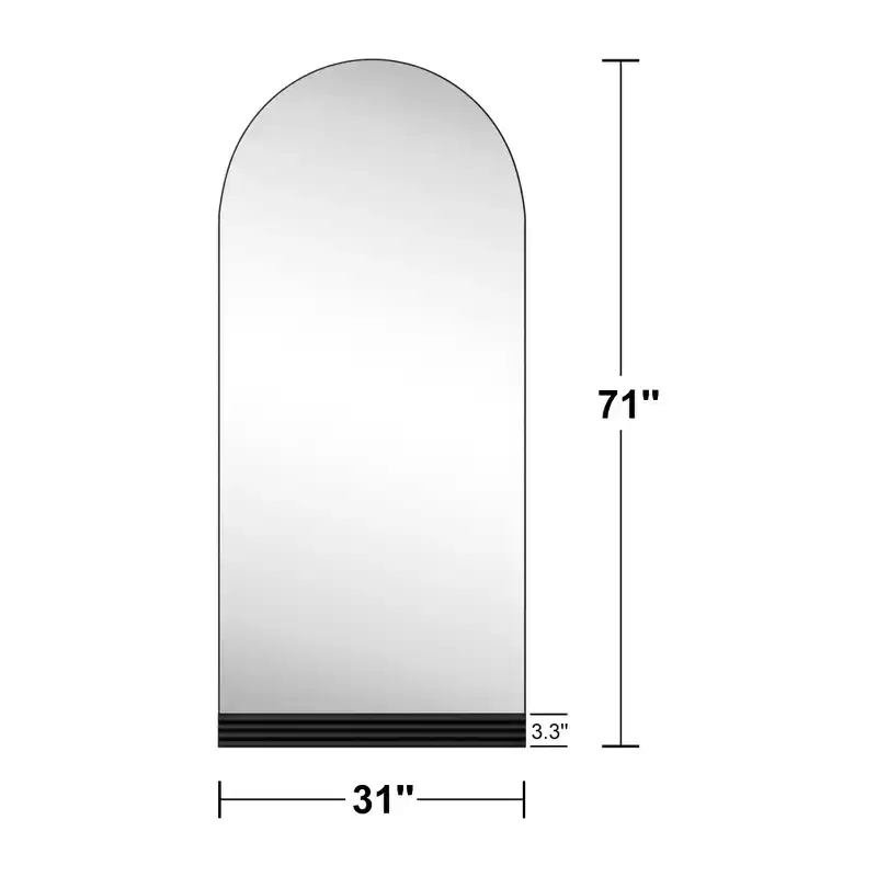 Wooden base stripe right angle arch black full-length mirror (no stand)