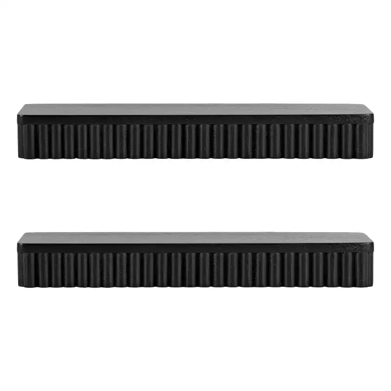 Kate & Laurel All Things Decor Set of 2 Reid Ribbed Floating Shelves Black