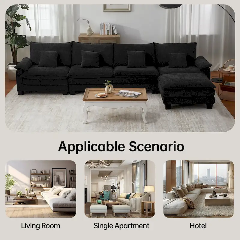 5 Seat Modular Sofa Sleeper Couch Set Convertible L Shaped Sofa Couch for Living Room