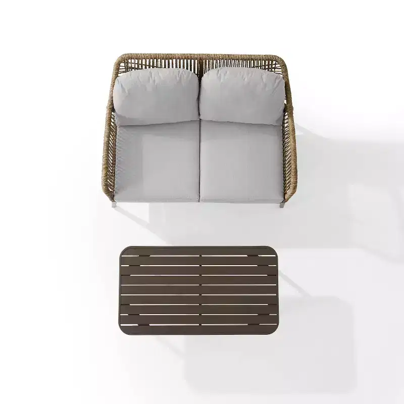 Haven 2pc Outdoor Wicker Conversation Set - Light Gray - Crosley: Includes Loveseat & Coffee Table, Removable Cushions