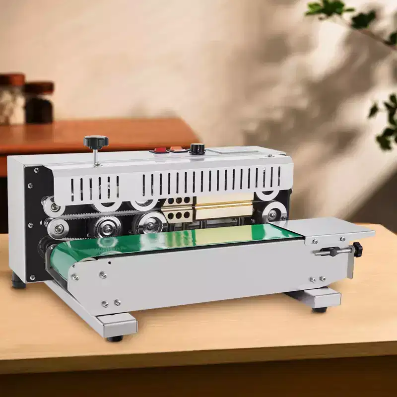VEVOR Continuous Bag Band Sealing Machine, 0.24-0.47 in/6-12 mm Seal Width, Horizontal Band Sealer Machine with Digital Temperature Control, Silver