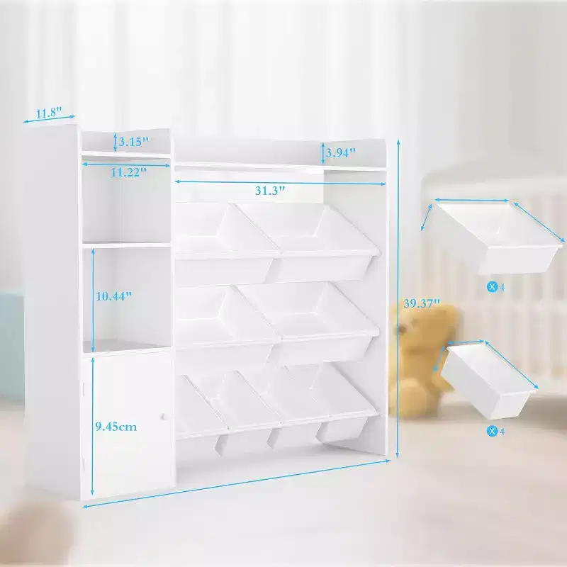 Kids Toy Storage Organizer with 8 Removable Bins & 3 Open Shelves