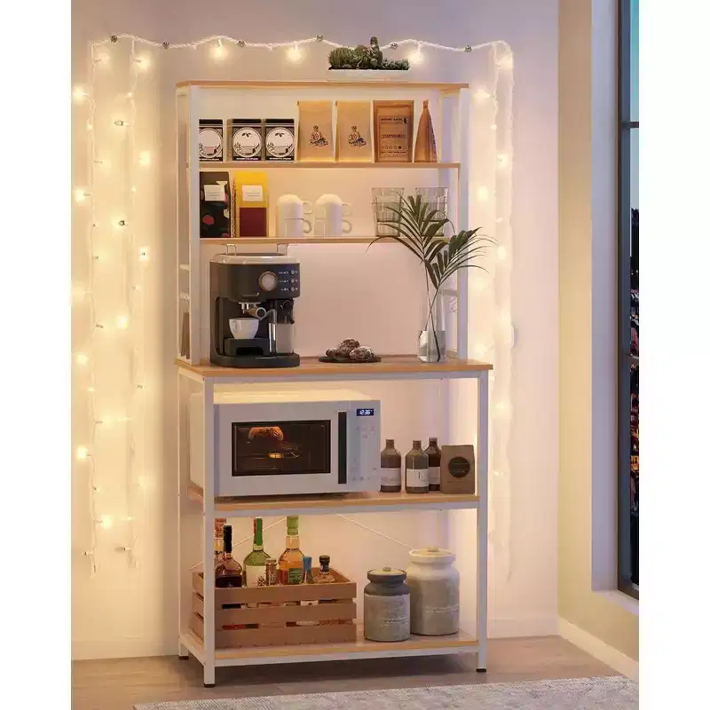 Baker's Rack Microwave Oven Stand – Kitchen Tall Utility Storage Shelf