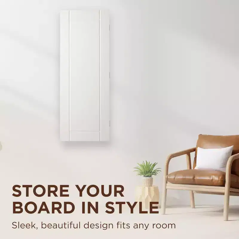 Ivation Ironing Board, Wall Mounted Ironing Board Cabinet W/Right Side Door & Release Lever, White