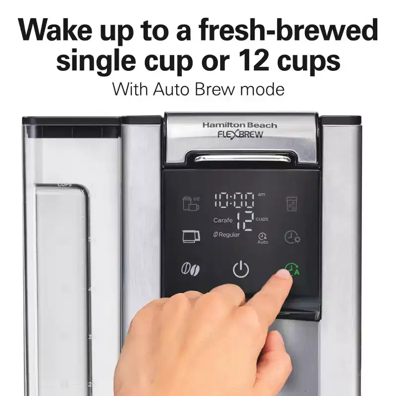 Hamilton Beach 12c FlexBrew 5 in 1 Drip Coffee Maker Black: 12 Cup Programmable & Single Serve, 1200W, Ground & Capsule Use
