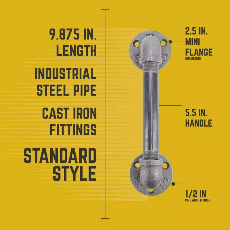 Pipe Decor 1/2 in. Barn Door Handle - Mini Flange - 9.875 L