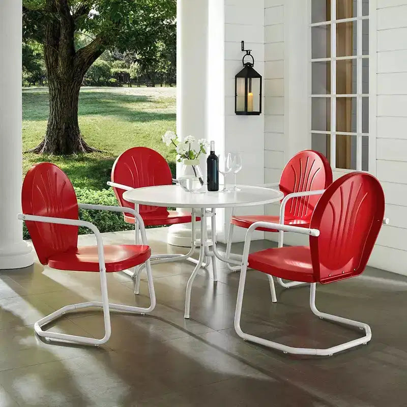 HomeStock Griffith 5Pc Outdoor Metal Dining Set - Table & 4 Chairs