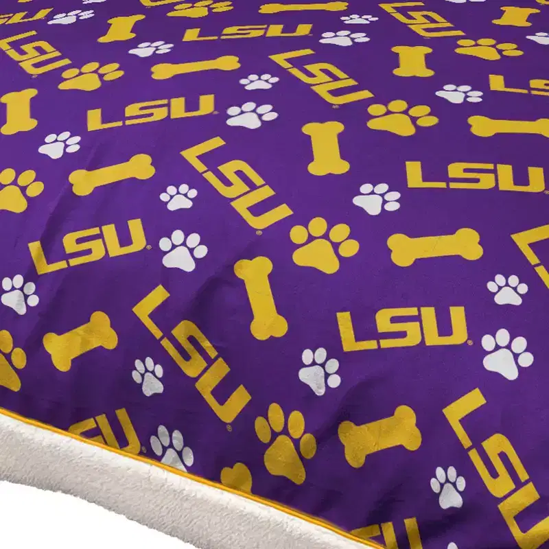 NCAA LSU Tigers Bones Repeat Faux Shearling Pet Bed