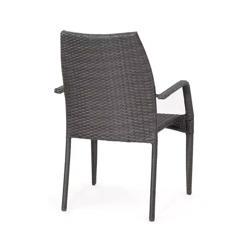GDFStudio Blanca Outdoor Wicker 3 Piece Stacking Chair Chat Set, Multibrown