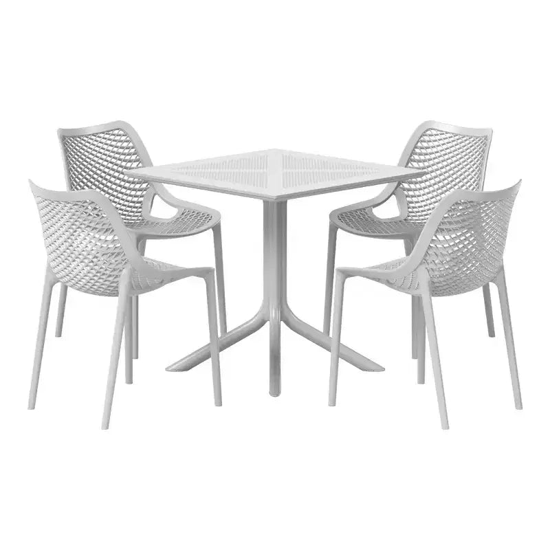 WestinTrends Playa 5-Piece Modern Square Patio Dining Table Set with Stackable Patio Dining Chairs