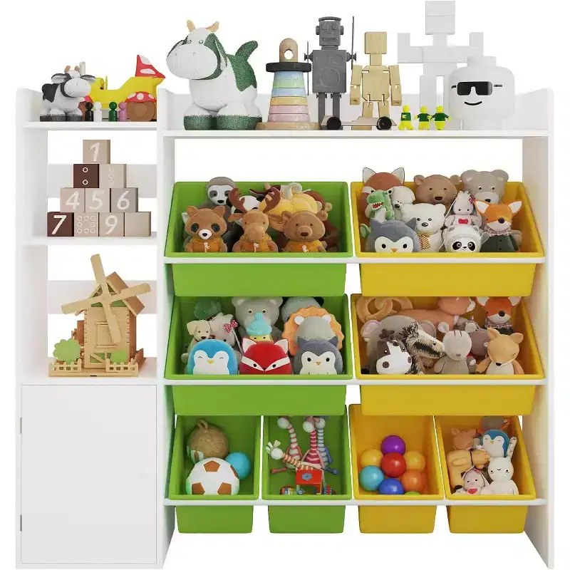 Kids Toy Storage Organizer with 8 Removable Bins & 3 Open Shelves