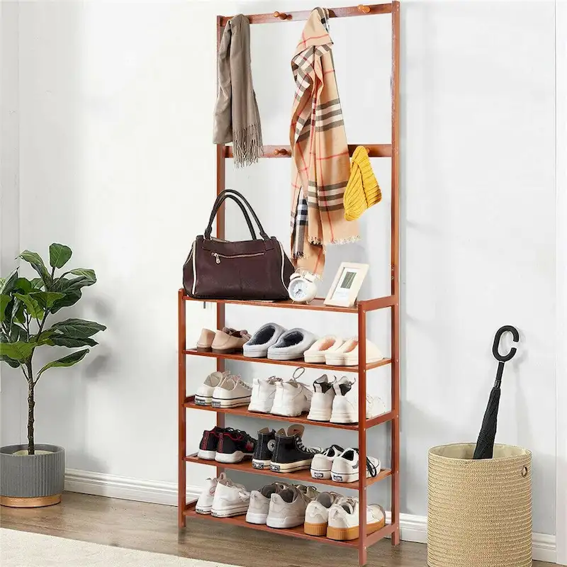 Entryway Shoes Rack Stand Storage Shelf Bamboo