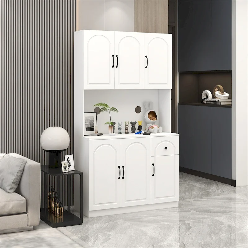 Kitchen Pantry Storage Cabinet with Microwave Oven Countertop