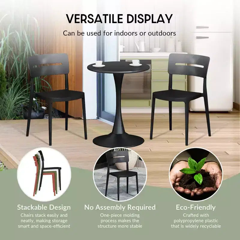 WestinTrends Playa Modern 5-Piece Resin Round Patio Dining Table Set with Stackable Patio Dining Chairs