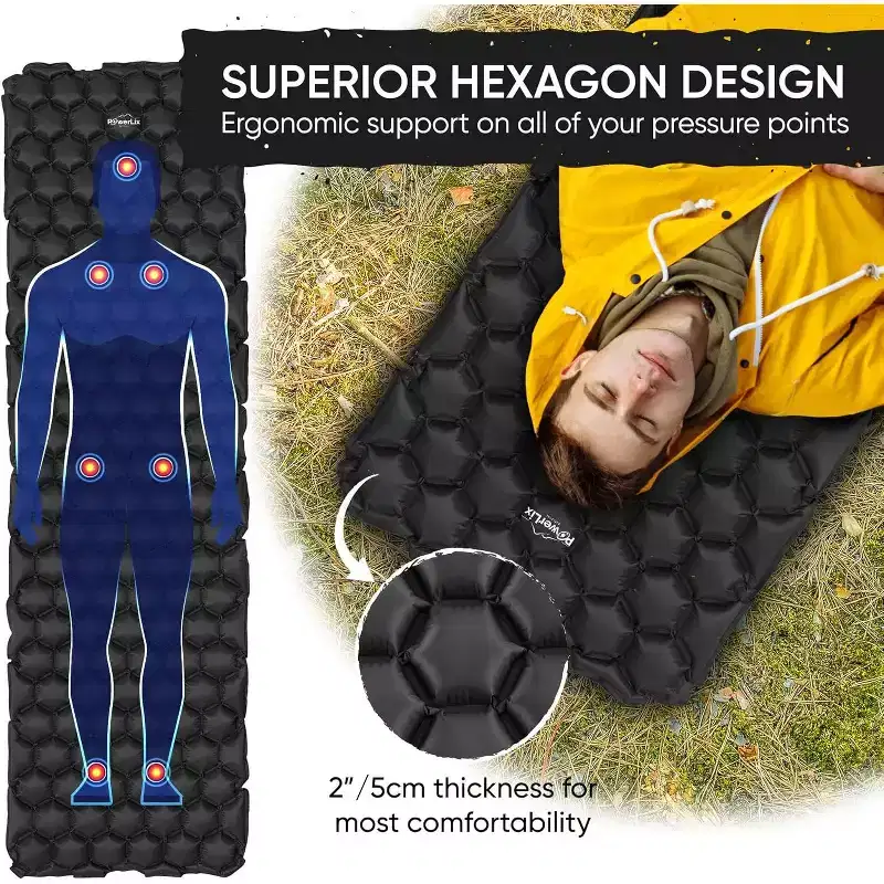 PowerLix Ultralight Sleeping Pad with Inflating Bag, Compact Hiking & Camping Mat