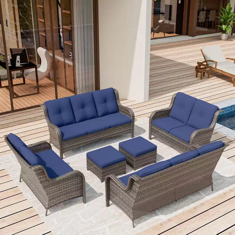 UPTIOT 6 Pieces Outdoor Wicker Sectional Sofa