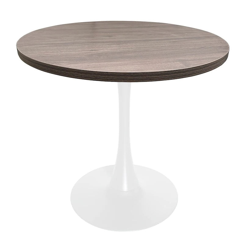 36 in. Round Dining Table for 4 with MDF Top and White Iron Base
