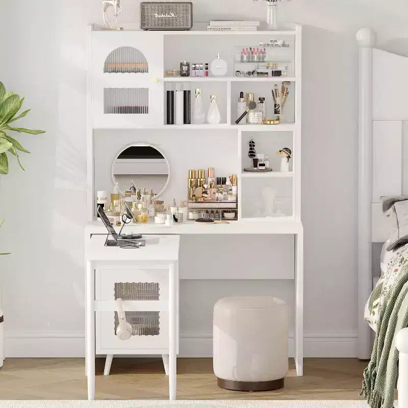 Okak Modern Home Office Wooden Computer Desk with Desktop/Chair & Bookshelf,Teens Student Storage Writing Desk for Study,Office