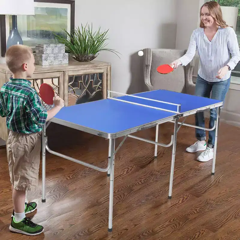 Costway 60'' Portable Table Tennis Ping Pong Folding Table with Accessories Indoor Game Red/Blue