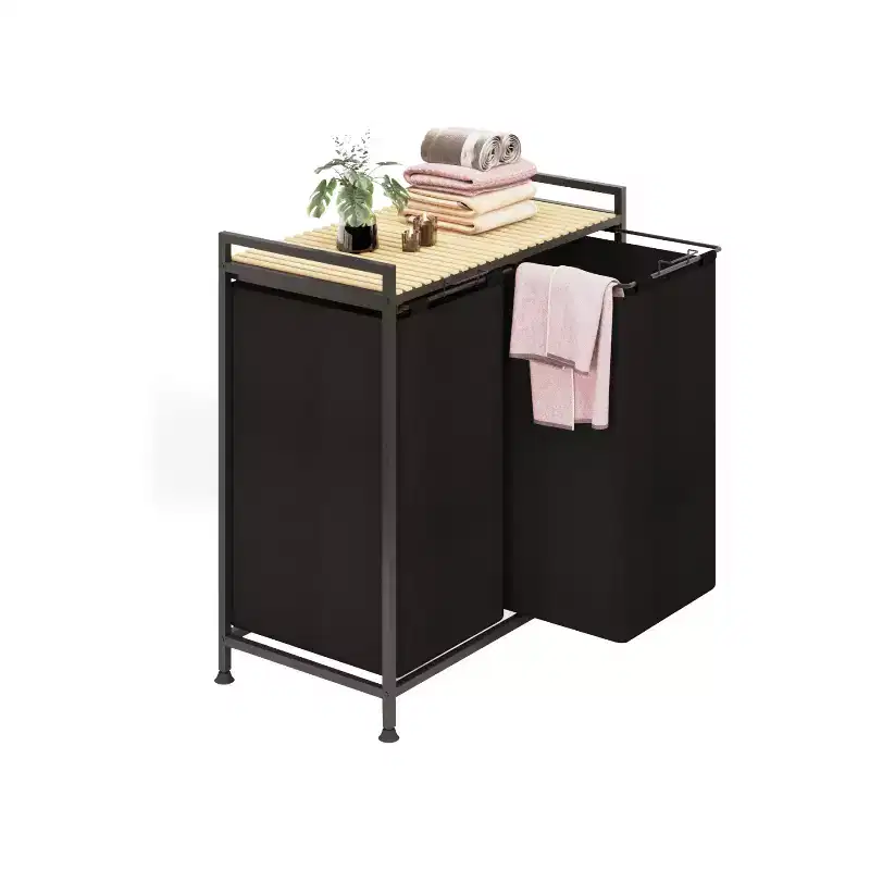 2-Compartment Laundry Hamper with Lid  Large 123L Dirty Clothes Basket