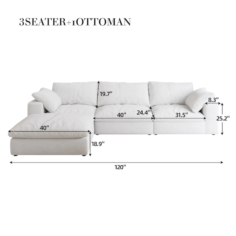 Large Size Modular Cloud Sofa Down Sofa Bed for Living Room