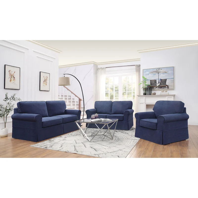 Arm Chair with Removable Washable Slip Cover – Solid Wood Frame, 3 Colors