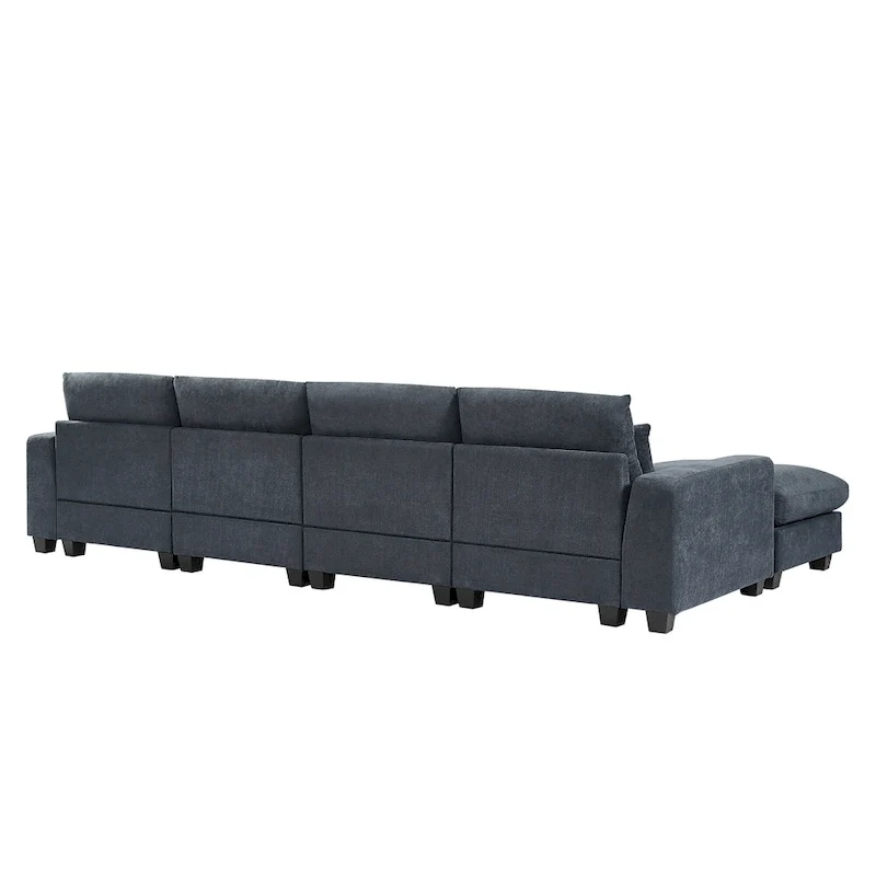 L-Shape Sectional Sofa with Reversible Chaise and Feather-Filled Cushions