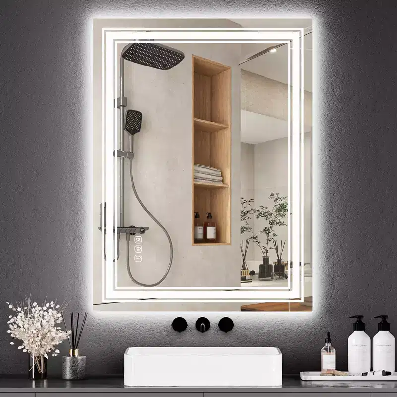 LED Backlit & Front-Lit Bathroom Mirror with Anti-Fog & Dimming