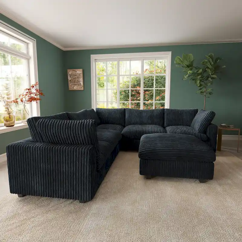 Cloud Corner Sofa Soft Plush Upholstered Modular Sectional Sofa Down Filled Living Room Couch