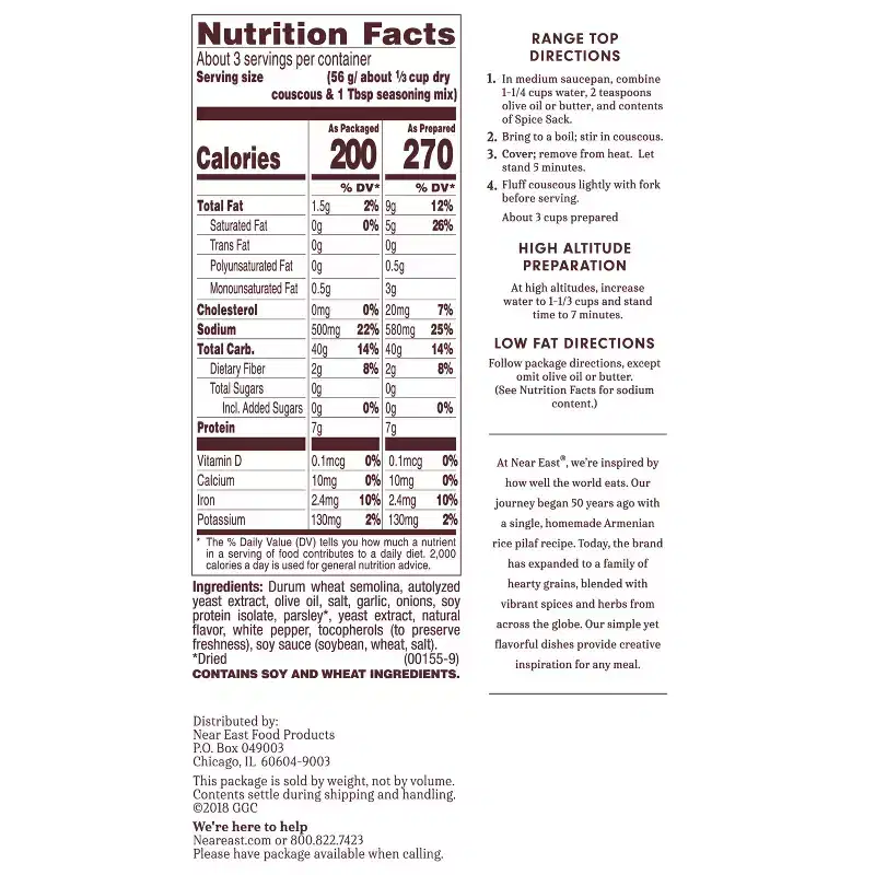 Near East Mix Roasted Garlic & Olive Oil Couscous - 5.8oz