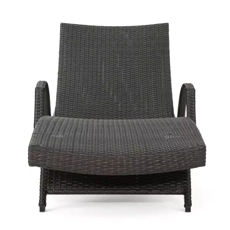 GDFStudio Olivia Outdoor Wicker Folding Adjustable Chaise Lounge and Table Set