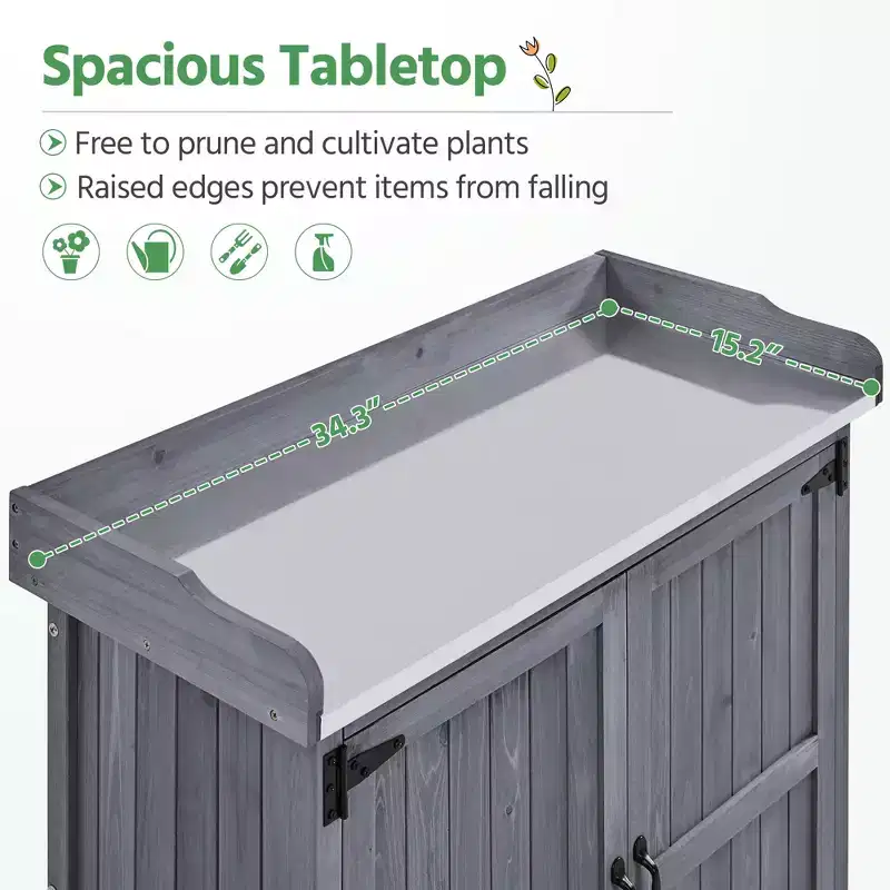 Yaheetech Outdoor Garden Potting Bench Table with Cabinet
