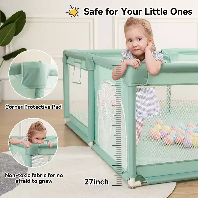 71x59 4-Panel Baby Playpen Spacious & Secure Portable Playard