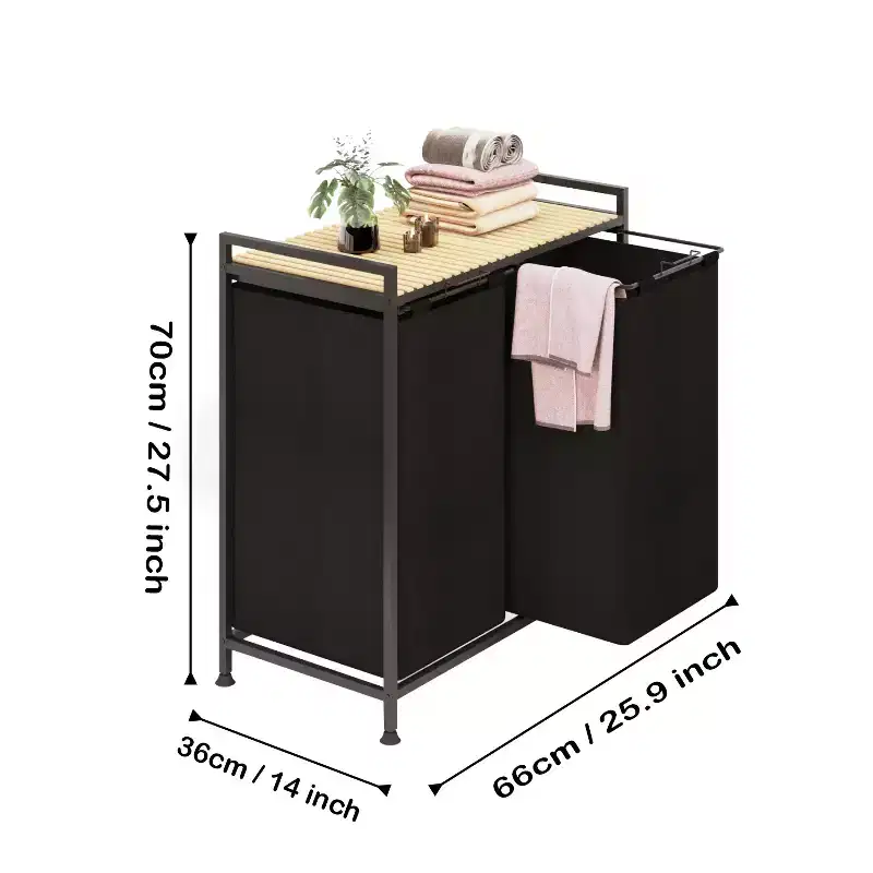 2-Compartment Laundry Hamper with Lid  Large 123L Dirty Clothes Basket