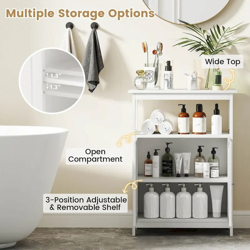 Bathroom Floor Cabinet Freestanding Storage Organizer with 2 - See Details