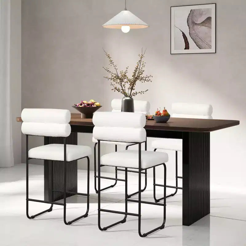 Costway Set of 2 Counter Height Bar Stools 26 Counter Stools w/ Metal Frame & Footrest