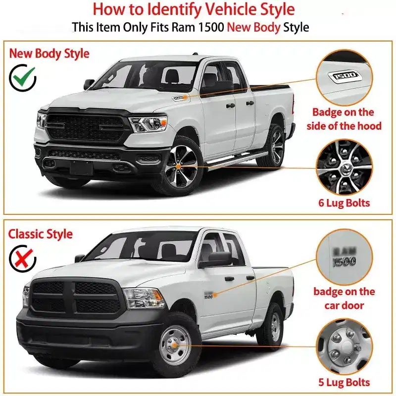 Running Boards Compatible with 2019-2024 Dodge Ram 1500 Crew Cab(Excl.2019-2023 Classic),Aluminum Side Bars