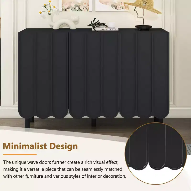 Minimalist Shoe Cabinet with Wave Doors and Adjustable Shelves