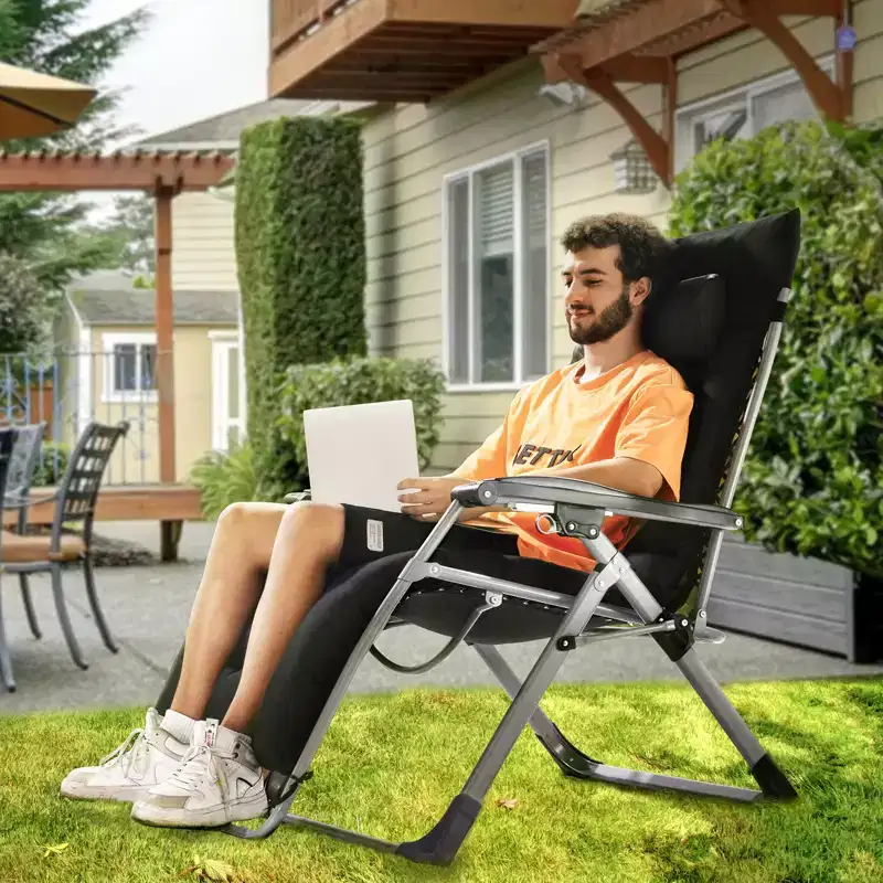 VEVOR Zero Gravity Chair, 33 inch Zero Gravity Recliner Lounge Chair for Indoor and Outdoor, Adjustable Anti Gravity Chair, 500 lbs, Black